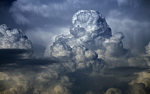 white cloud formation painting, sky, clouds