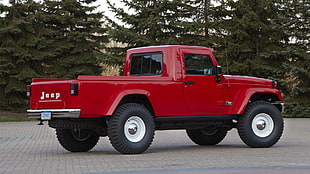 red pick-up truck, Jeep J-12, concept cars, red cars