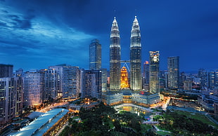 aerial view of Petronas Twin Tower