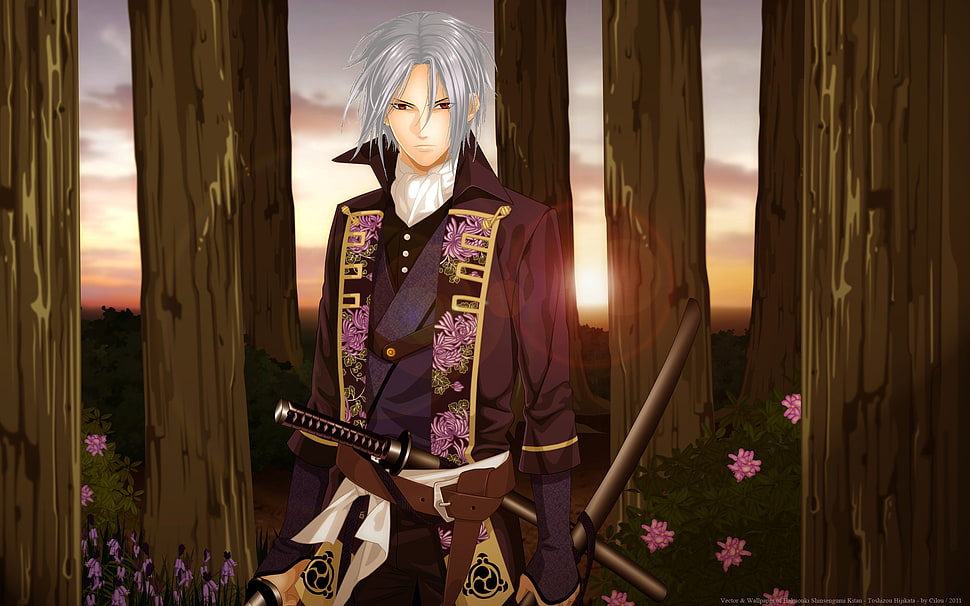 gray haired man anime character HD wallpaper