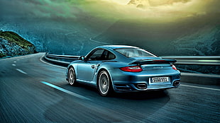 blue Porsche coupe, Porsche 911, car