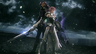 Final Fantasy female and male character digital wallpaper, Final Fantasy XIII, Claire Farron, video games