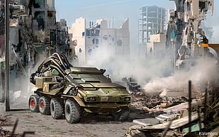 brown war tank, Dmitry Kolomeets, vehicle, war HD wallpaper