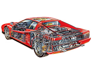red sports car rear engine illustration
