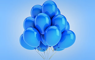 photo of blue balloons HD wallpaper