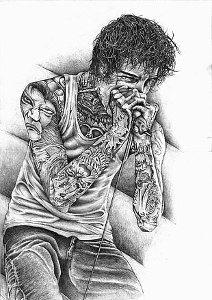 man sketch, Suicide Silence, Deathcore, Mitch Lucker, drawing