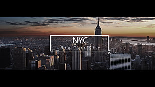 Empire State Building background with text overlay, city, New York City
