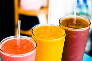 three fruit shakes, java