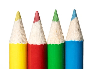 yellow, red, green and blue color pencils