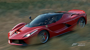 red Ferrari LaFerrari digital wallpaper, forza horizon 3, video games, Ferrari