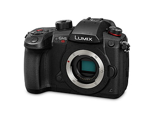 black Lumix GH5 DSLR camera