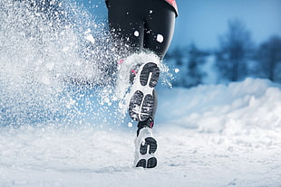 white shoes, running, winter, snow