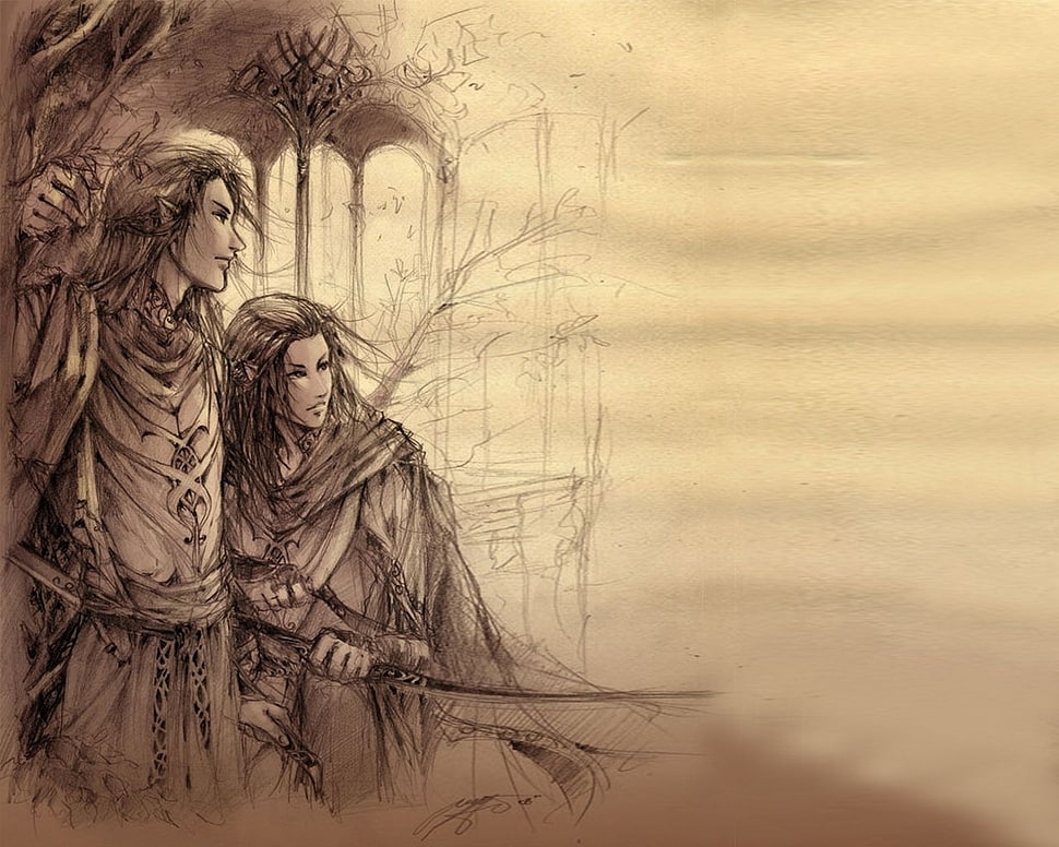 two warriors sketch HD wallpaper