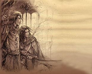 two warriors sketch HD wallpaper