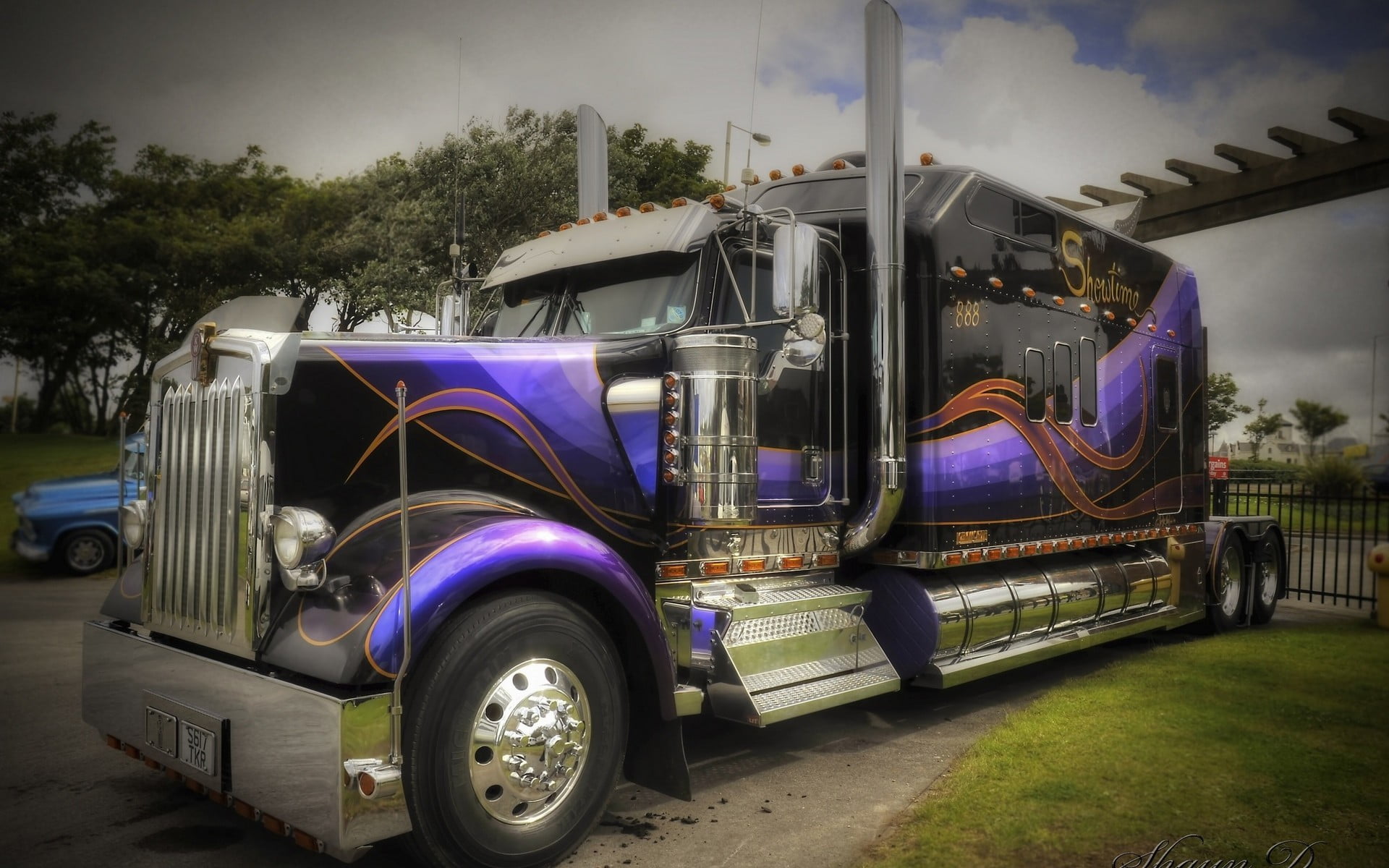 Purple And Black Freight Truck Kenworth Trucks Truck Vehicle Hd Wallpaper Wallpaper Flare