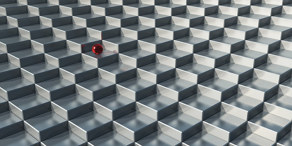 red ball and grey surface wallpaper HD wallpaper