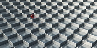 red ball and grey surface wallpaper