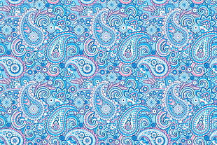 blue and pink Paisley pattern