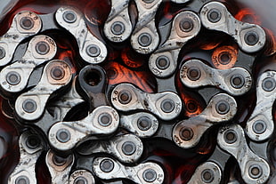 closeup photo of gray chain