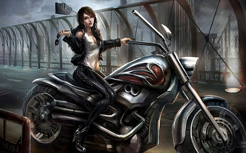 game poster, artwork, motorcycle HD wallpaper