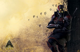 red and black armored character wallpaper, E.Y.E: Divine Cybermancy, cyberpunk