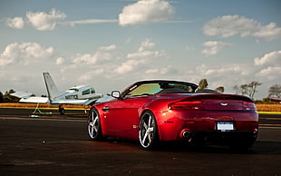 red coupe, Aston Martin, car, red cars, vehicle