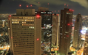 skyscraper buildings during night digital wallpaper, city, cityscape, Tokyo, Japan HD wallpaper