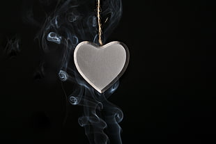 white heart pendant, Heart, Smoke, Thread