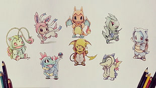 Pokemon character sketch, Pokémon, drawing, video games