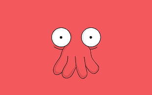 red octopus illustration, Futurama, minimalism, Zoidberg