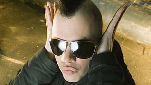 man wearing aviator sunglasses