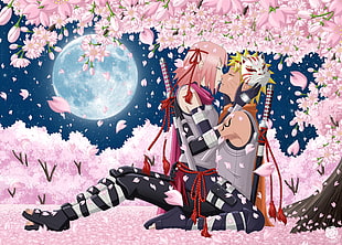 Sakura and Naruto graphic HD wallpaper