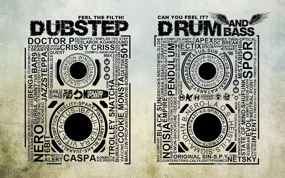 Dubstep and Drum sticker, dubstep, music, typography, grunge HD wallpaper