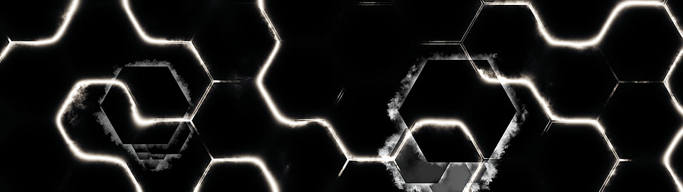 multiple display, abstract, dark, hexagon HD wallpaper