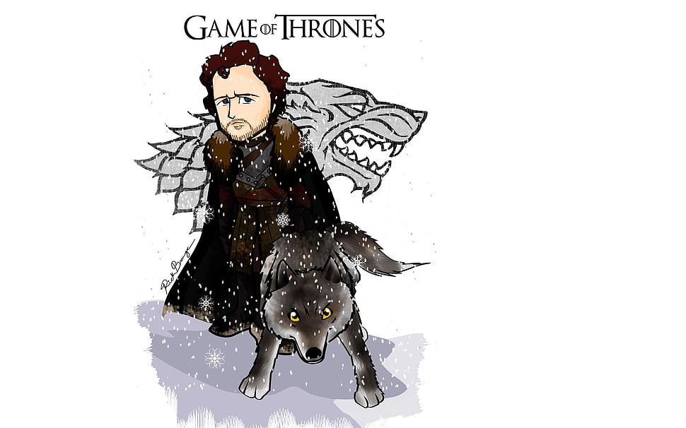 Game of Thrones graphic art, Game of Thrones, cartoon, Robb Stark HD wallpaper