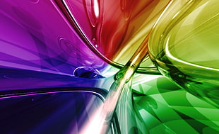 green, yellow, red, and purple glass digital wallpaper