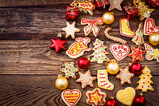 assorted Christmas-themed ornaments HD wallpaper