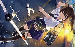 anime girl holding bow HD wallpaper