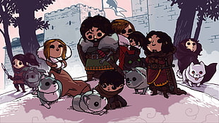 group of people illustration, Game of Thrones, Boulet, House Stark