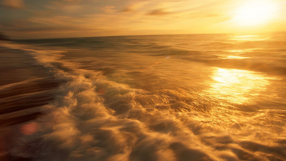 body of water, landscape, sunset HD wallpaper