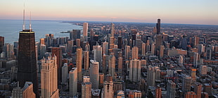 aerial photography of city building near ocean during day tim, chicago HD wallpaper