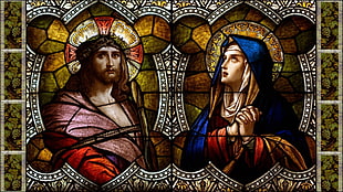 Jesus Christ and Virgin Mary wall decor, Jesus Christ, Holy Marie, glasses HD wallpaper