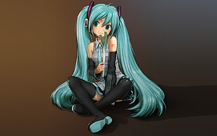 teal haired female anime character