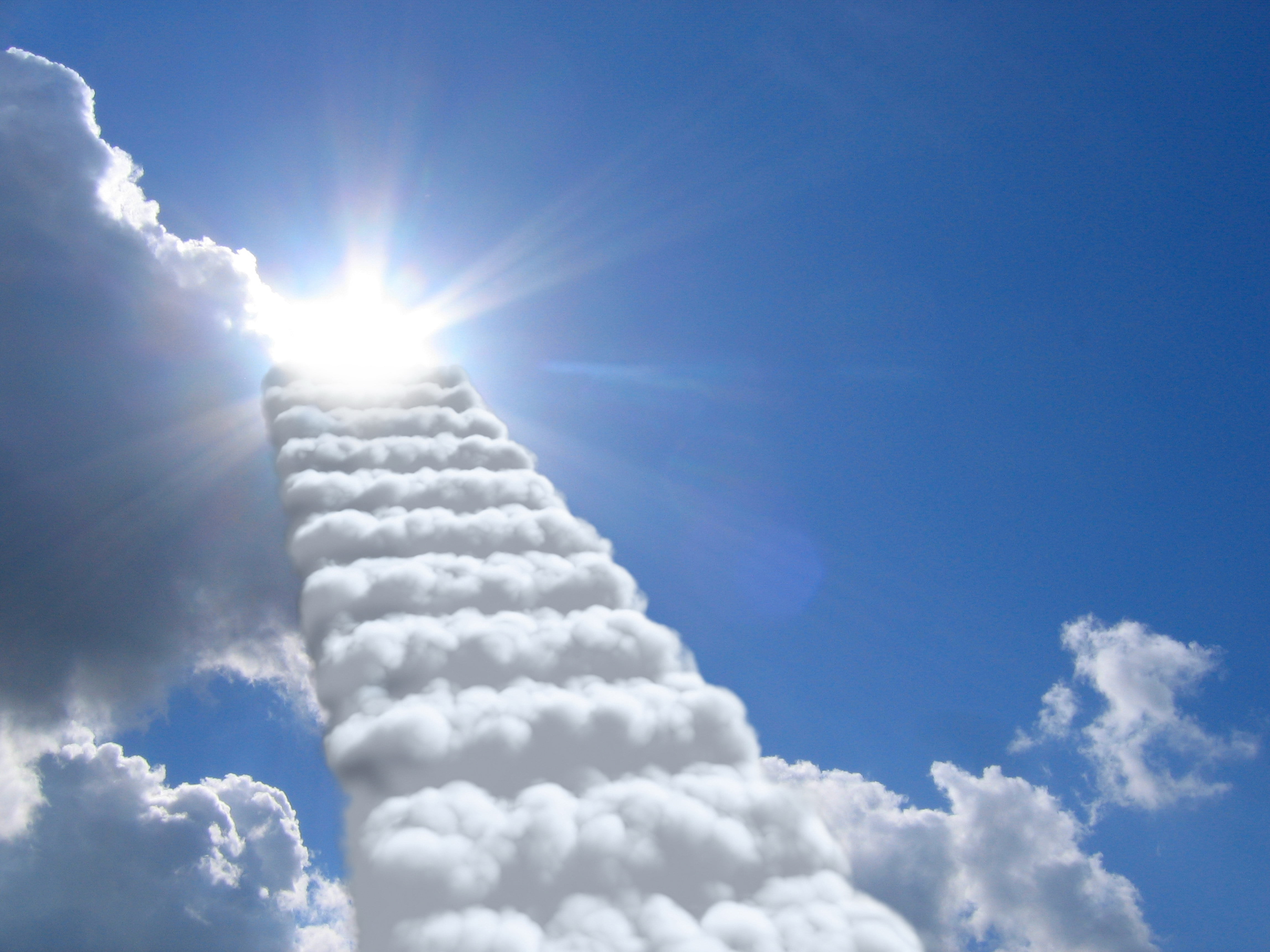 Stairway to heaven, blue, clouds, sky, HD phone wallpaper