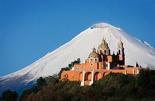 brown and black cathedral, volcano, Pico de Orizaba, mountains