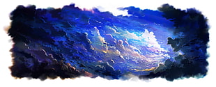 blue cloudy skies, anime, sky, clouds, artwork HD wallpaper