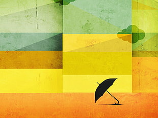 yellow, green, and orange abstract painting