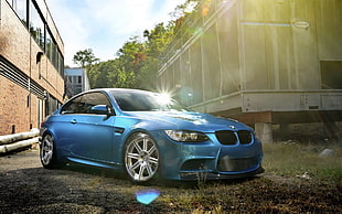 blue BMW coupe, car, BMW, blue cars HD wallpaper