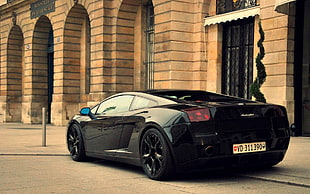 black sports car, car, Lamborghini, Lamborghini Gallardo HD wallpaper