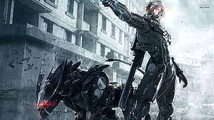 man and animal robot anime wallpaper, Metal Gear Rising, Metal Gear Rising: Revengeance, Raiden, Blade Wolf HD wallpaper